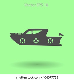 Flat yacht icon. Vector