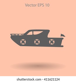 Flat yacht icon. Vector