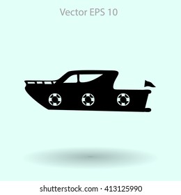 Flat yacht icon. Vector