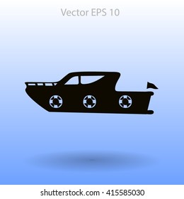 Flat yacht icon. Vector
