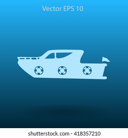 Flat yacht icon. Vector