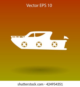 Flat yacht icon. Vector