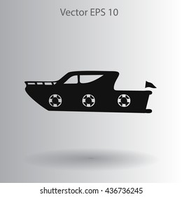 Flat yacht icon. Vector