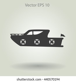 Flat yacht icon. Vector