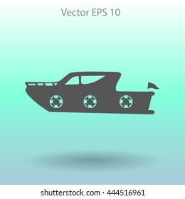 Flat yacht icon. Vector