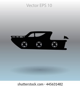Flat yacht icon. Vector
