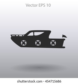 Flat yacht icon. Vector