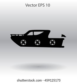Flat yacht icon. Vector