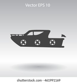 Flat yacht icon. Vector