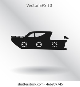 Flat yacht icon. Vector