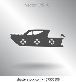 Flat yacht icon. Vector