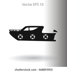 Flat yacht icon. Vector