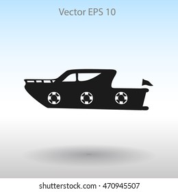 Flat yacht icon. Vector