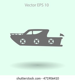 Flat yacht icon. Vector