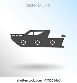 Flat yacht icon. Vector