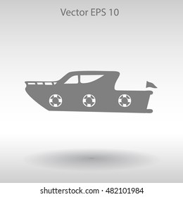 Flat yacht icon. Vector