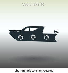 Flat yacht icon. Vector