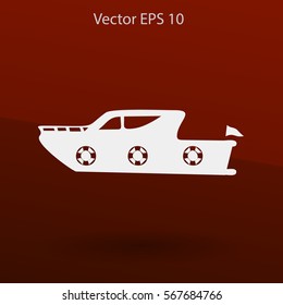 Flat yacht icon. Vector