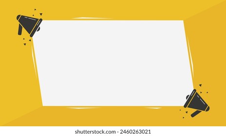 flat yellow announcement template background with megaphone and copy space