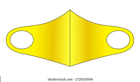 Flat Yellow Anti-Dust Face Mask Fabric Vector For Template