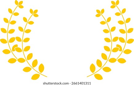 Flat Yellow Award Laurel Leaf Perfeito para Logotipo ou Elementos de Marca	