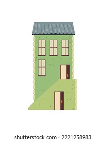 edificio amarillo plano sobre blanco