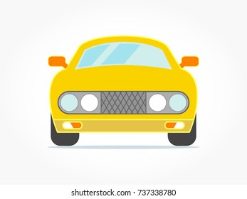 flat yellow car icon cartoon vector