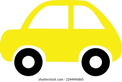 Icono de coche amarillo plano sobre el vector de fondo blanco aislado. Diseño de coches moderno