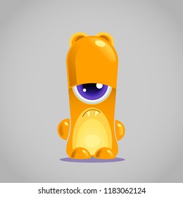 flat yellow character with a purple eye