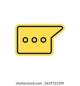 Design de adesivo de símbolo de bolha de bate-papo amarelo plano e comercial. Ilustração isolada de vetor simples.