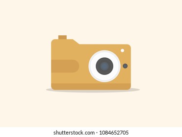 flat yellow color digital camera vector illustration