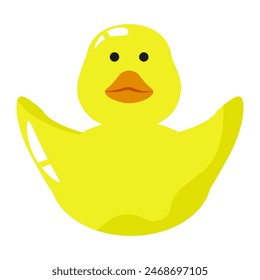 Flat Yellow Duck isolated transparent background. Template vector duckduckjeep cute Hand Drawn Rubber Duck can used web and social media design. Fun design t-shirt print.