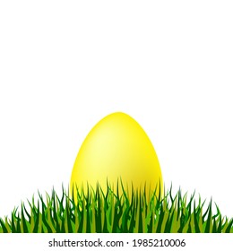 Flat yellow easter egg in grass. Holiday decoration. Vector illustration. EPS 10.