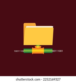Flat yellow folder icon on dark red background - editable vector illustration.