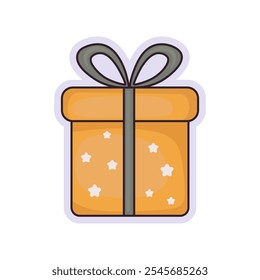 Flat yellow gift box for holiday celebration and special sales offer.