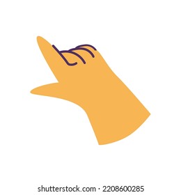 flat yellow hand pointing over white