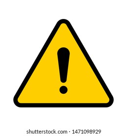 Flat yellow hazard warning symbol. Warning icon and sign of danger isolated on white background for use on web design, typography, ui, app, on the road and construction.