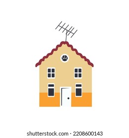 flat yellow house over white