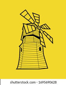 Flat Yellow Illustration of Mill | Ginger Background