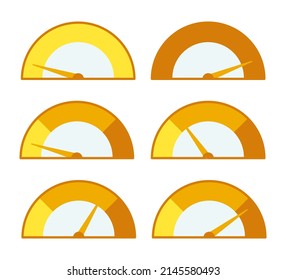 Flache gelbe Anzeigensammlung auf weißem Hintergrund. Vektorgrafik für Symbole, Webseiten oder Anwendungen