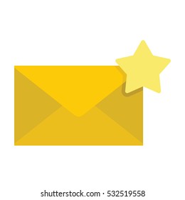 Flat yellow mail letter icon. Vector mail object for web.