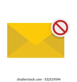 Flat yellow mail letter icon. Vector mail object for web.