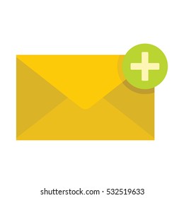 Flat yellow mail letter icon. Vector mail object for web.