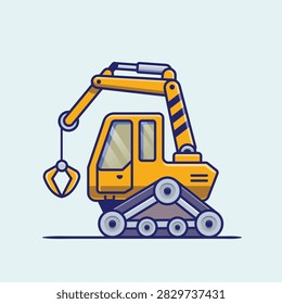 Flat Yellow Material Handler Excavator vector 
