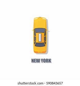 Flat yellow New York cab. Yellow taxi web icon. New York taxi.