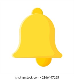 Flat yellow notification bell  icon on white background