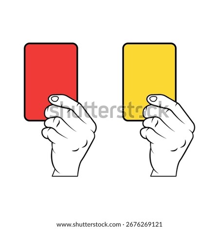 Flat Yellow and Red Card Icons – Soccer Match Warning Signs