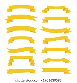 flat yellow ribbons big set banners