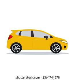 Flat yellow sport car with isolated white background vector.Modern car design