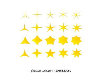 Flat yellow star icon. Sparkling Star, Christmas vector symbol isolated